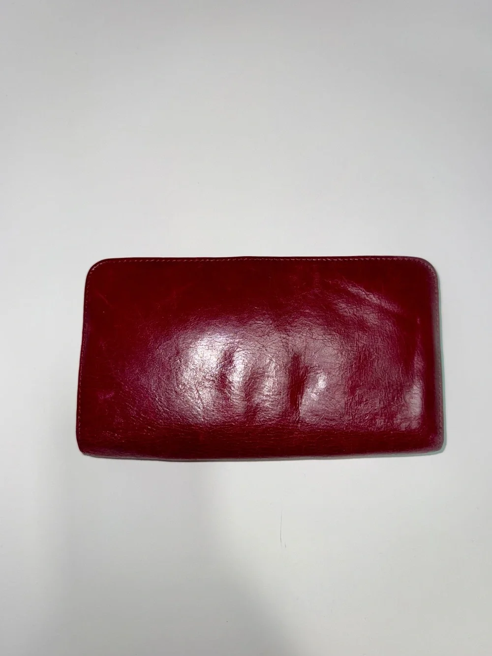 HOBO International Red Leather Frame Clutch Wallet | Vintage Style Kiss Lock